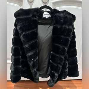 Apparis Goldie Faux Fur Coat Size Small in Black - Like new!